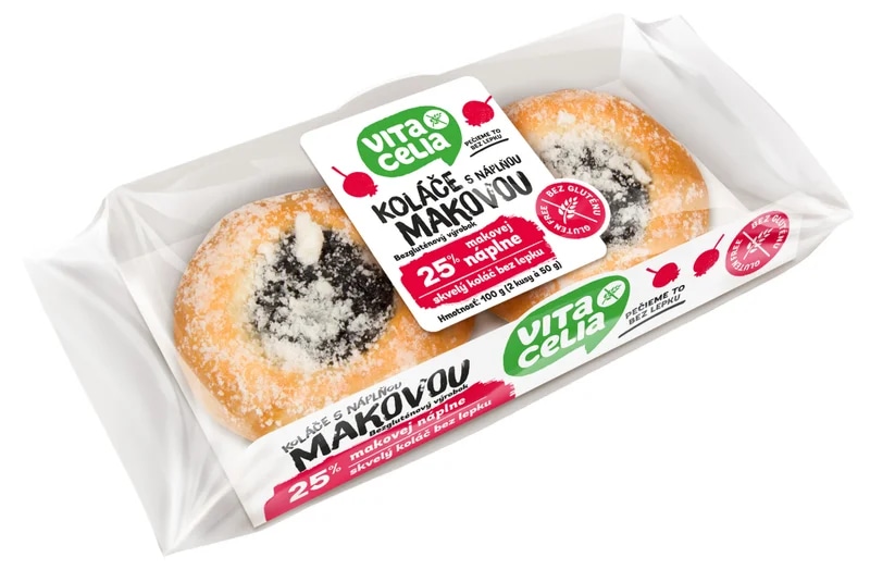 Vitacelia Koláče bezlepkové s náplní makovou 2x50g