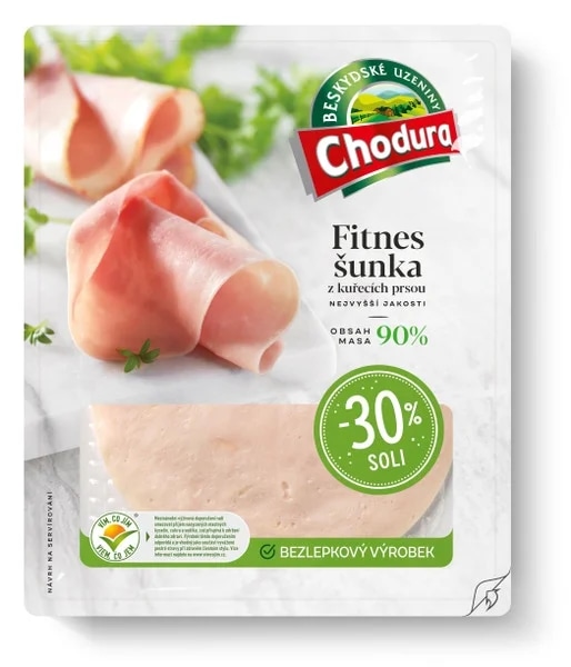 Chodura Fitnes šunka z kuřecích prsou se sníženým obsahem soli, nejvyšší jakosti (90% masa)