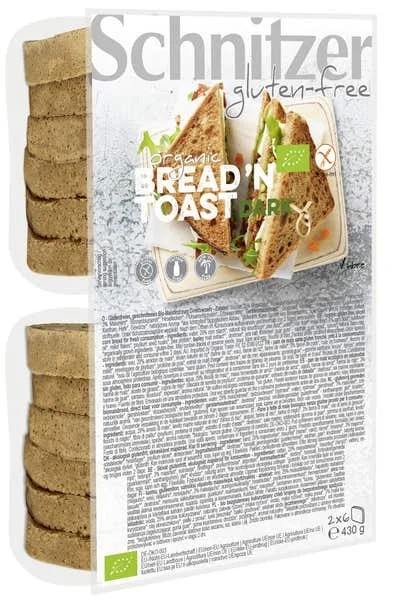 Schnitzer BIO Chléb toustový tmavý, bez lepku (2x6ks)