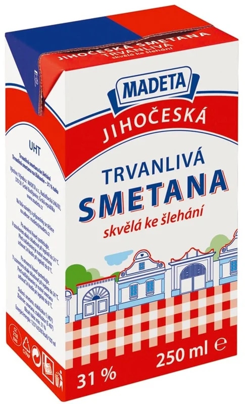 Madeta Jihočeská smetana ke šlehání trvanlivá 31%