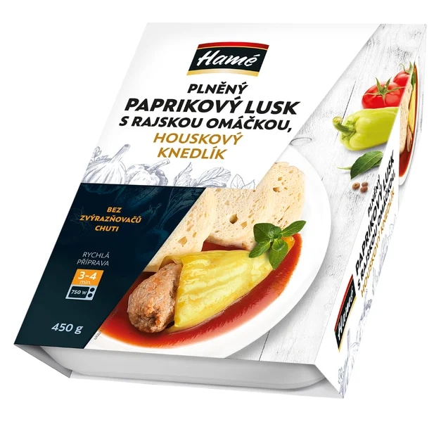 Hamé Paprikový lusk s rajskou omáčkou a knedlíkem