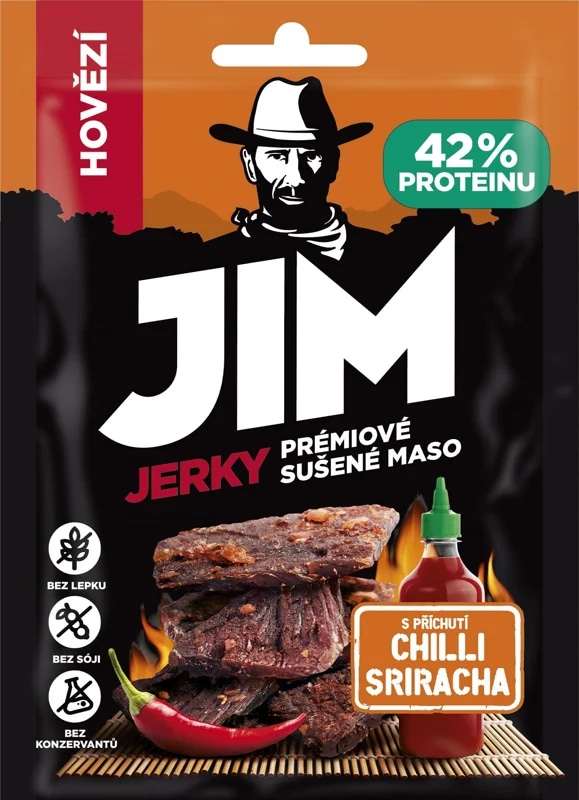 Jim Jerky hovězí chilli Sriracha