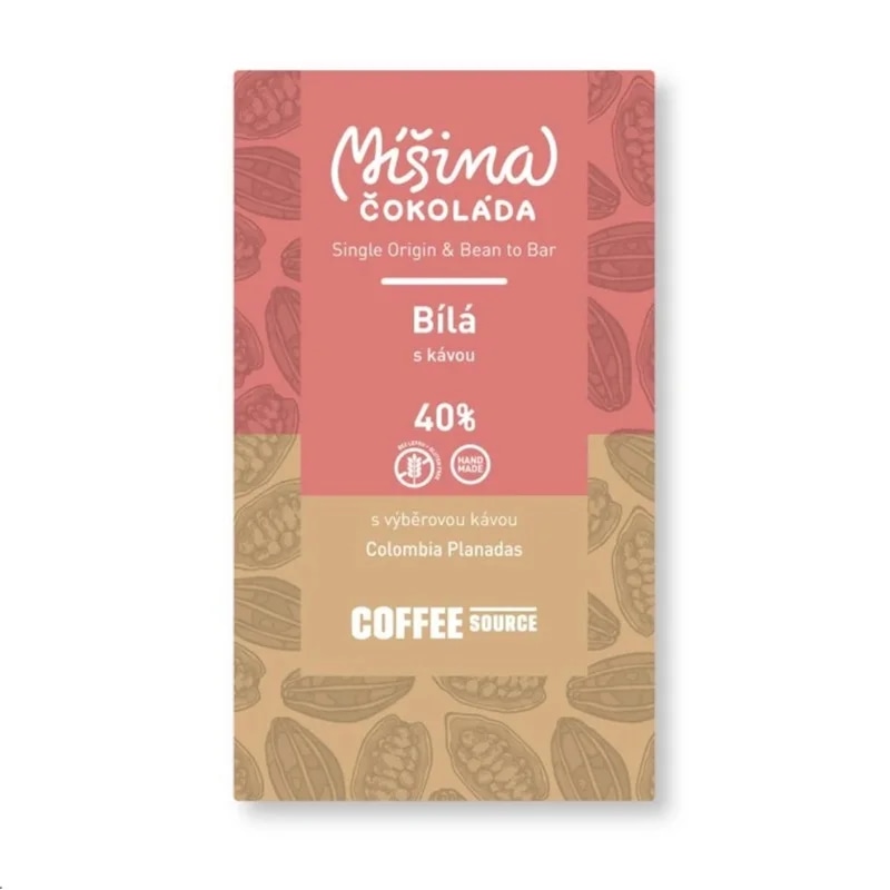 Míšina čokoláda Bílá 40% s kávou 50g