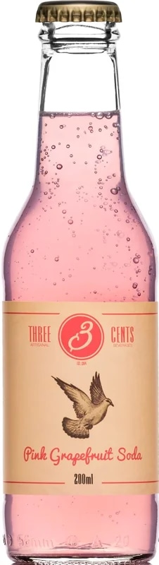 Three Cents Pink Grapefruit soda sklo