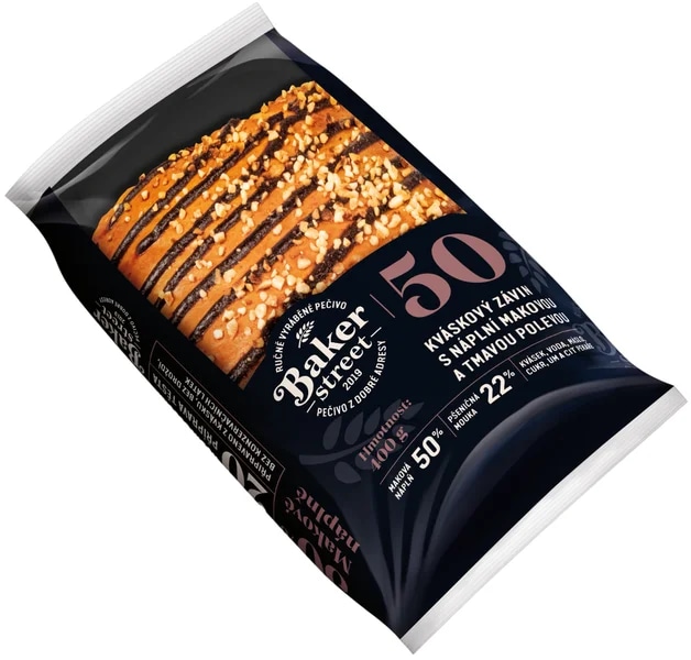 Baker Street kvasový závin makový s tmavou polevou