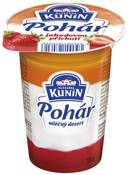 Mlékárna Kunín Pohár mléčný dezert s jahodovou příchutí