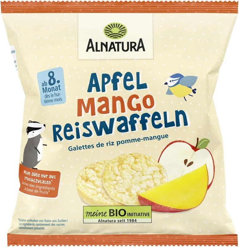 Alnatura BIO Dětské mini rýžové vafle jablko a mango