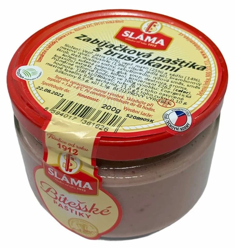 Sláma Zabijačková paštika s brusinkami