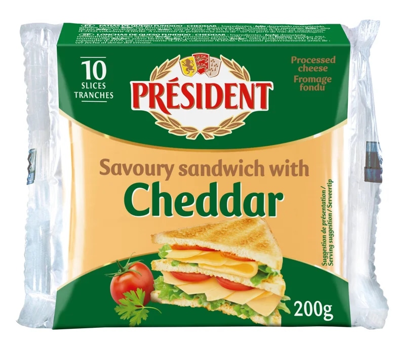 Président Cheddar sýr toast plátky
