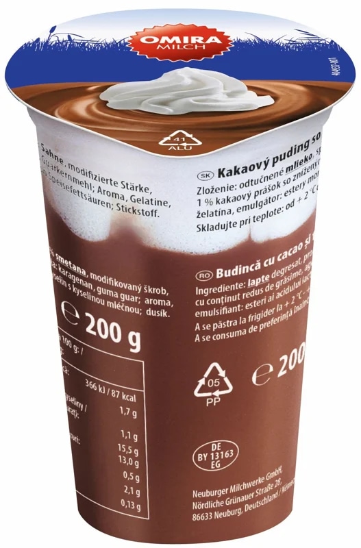 Omira BODENSEE Kakaový puding se šlehačkou