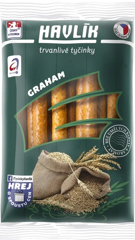 Havlík Trvanlivé tyčinky se sýrem a solí, grahamové