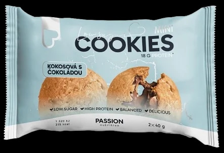 Passion Nutrition Plněné proteinové pečené cookies s kokosem a čokoládou, bez lepku