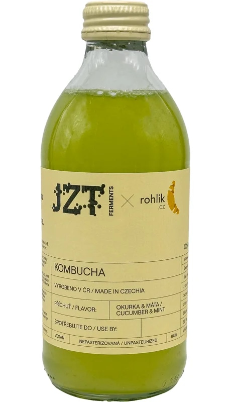 JZT Ferments x  Rohlik.cz Upcyklovaná kombucha Okurka s mátou
