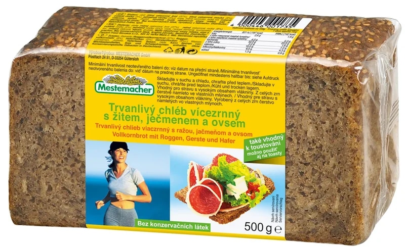 Mestemacher Trvanlivý chléb vícezrnný s žitem, ječmenem a ovsem