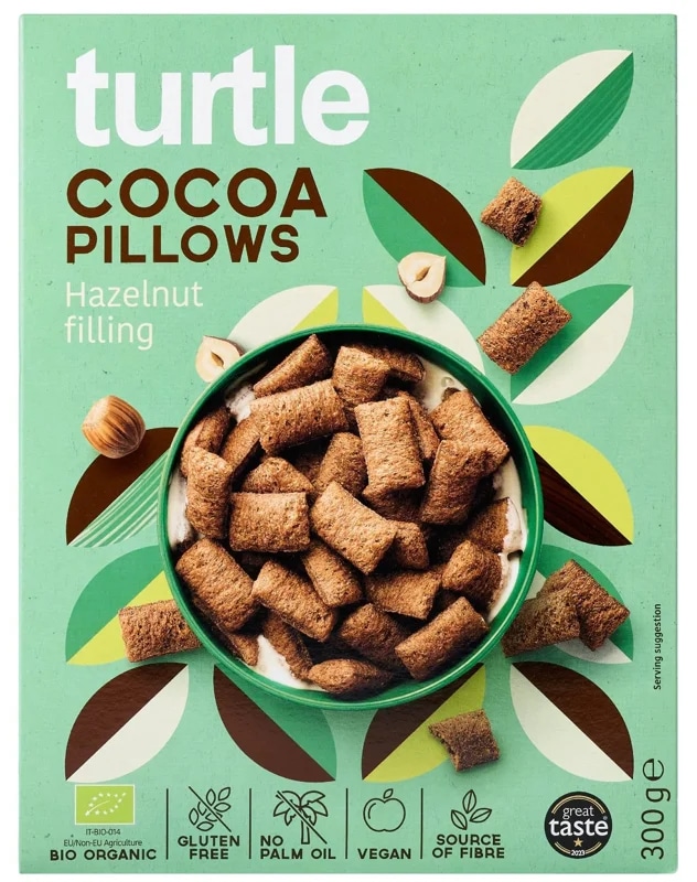 Turtle BIO Polštářky s kakaem a lískooříškovou náplní bezlepkové