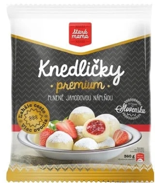 Stará mama Knedlíčky premium tvarohové plněné jahodovou náplní