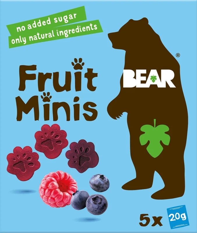 Bear Fruit Minis ovocné kousky malina a borůvka (5×20 g)