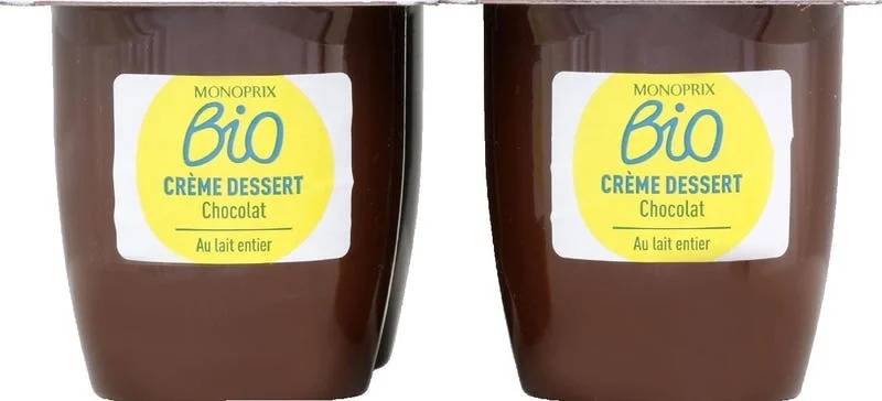 Monoprix Biologique Bio krémový dezert s příchutí čokolády 4x95g