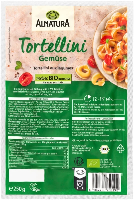 Alnatura BIO Zeleninové tortellini