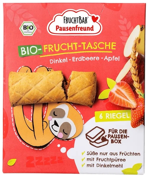 Fruchtbar BIO Špaldové taštičky jahoda a jablko, 6x 22 g