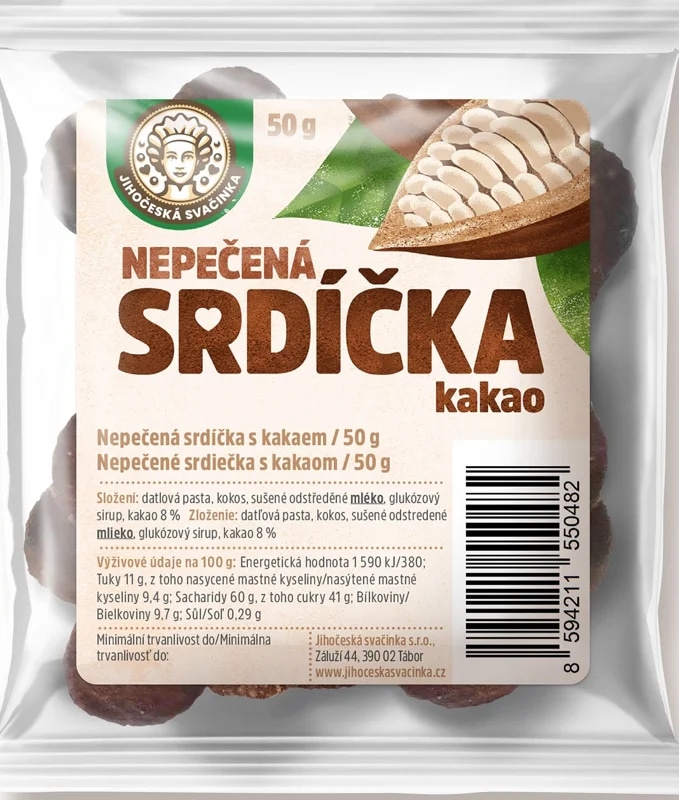 Jihočeská svačinka Ovocná nepečená srdíčka kakao
