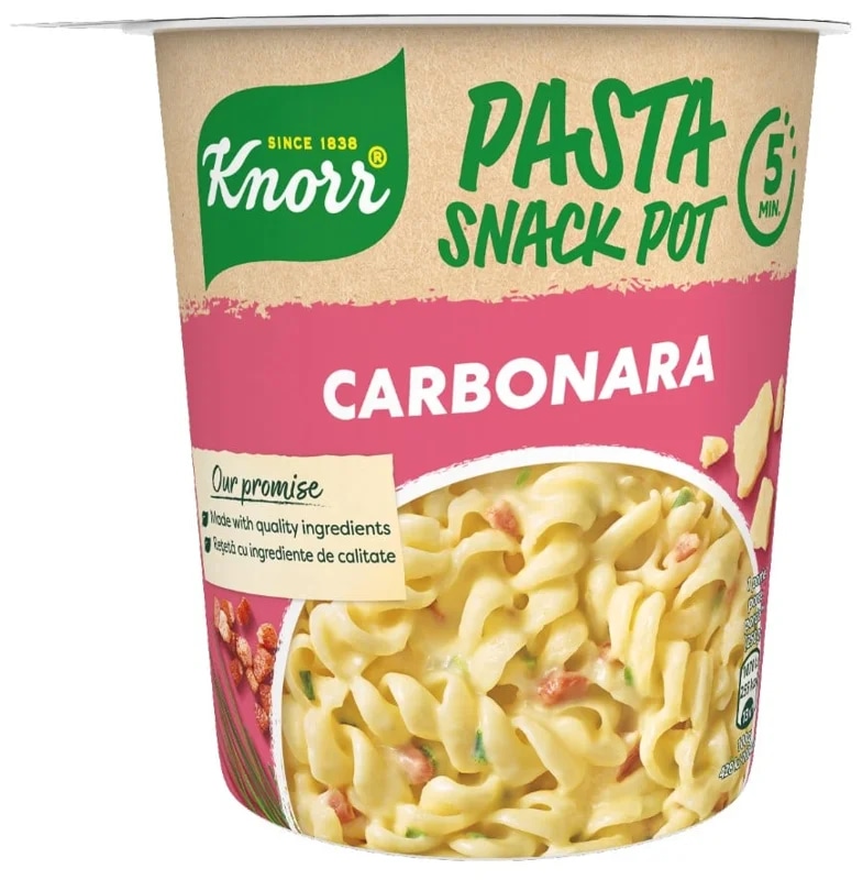 Knorr Snack Těstoviny Carbonara se sýrovou omáčkou a slaninou