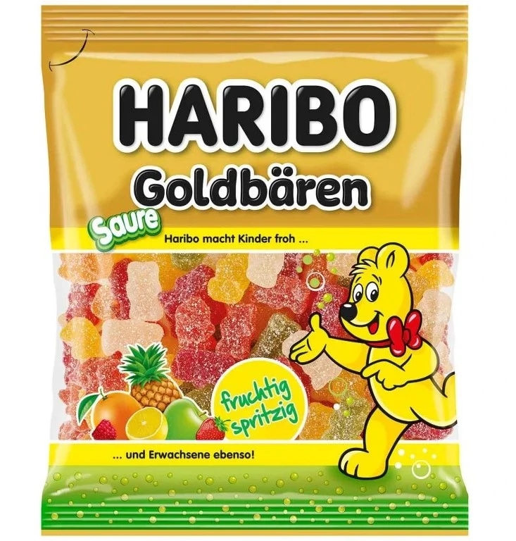 HARIBO Goldbären Sour - Zlatí medvídci kyselé želé v cukru s ovocnými příchutěmi
