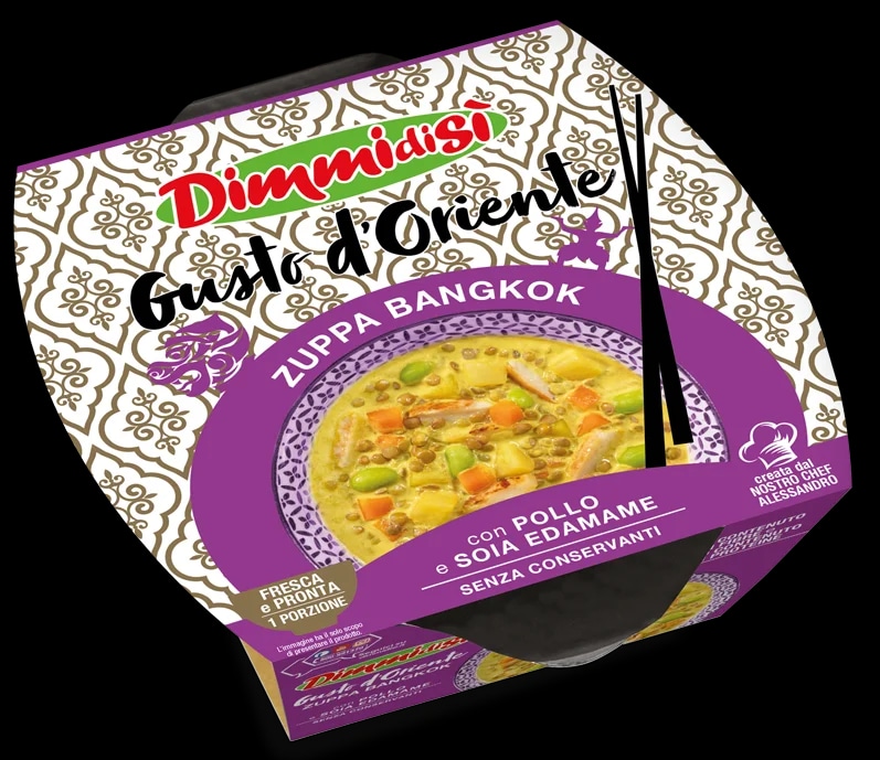 DimmidiSì Polévka s kuřecím masem a sójou Edamame