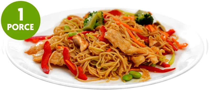 Teriyaki čínské nudle s kuřecím masem a čerstvou zeleninou (set k přípravě hotového jídla)