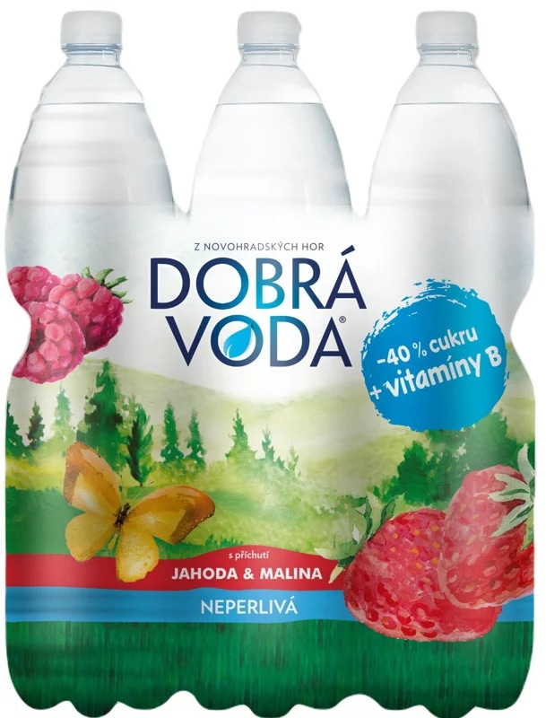 Dobrá voda Neperlivá jahoda a malina 6×1,5 l
