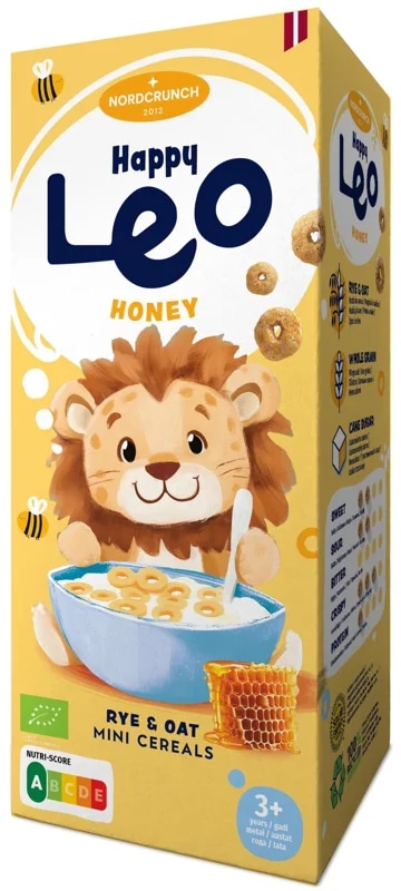 Nordcrunch BIO Happy Leo cereální kroužky s medem