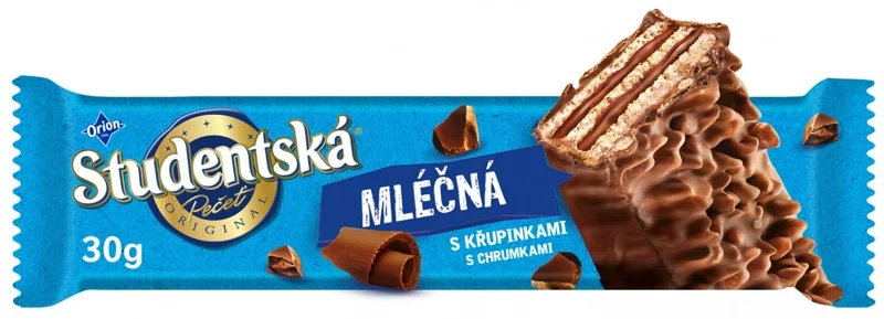 Orion Studentská pečeť oplatka s kakaovou náplní v mléčné čokoládě