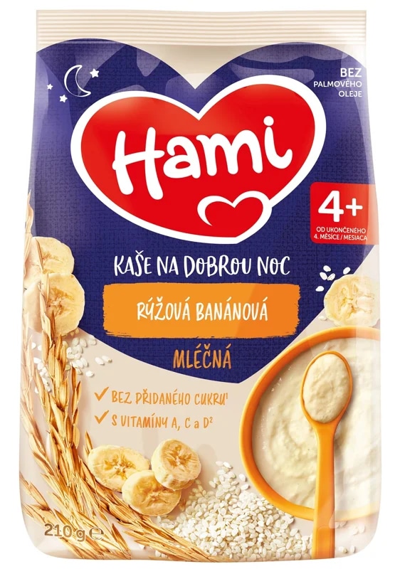 Hami Mléčná kaše rýžová banánová na dobrou noc