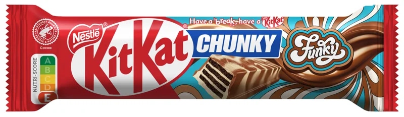 KitKat Chunky Funky v mléčné čokoládě a bílé polevě