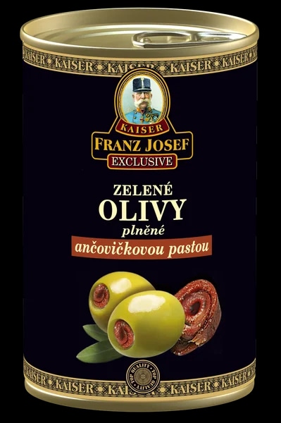 Franz Josef Kaiser Zelené olivy ve slaném nálevu plněné ančovičkovou pastou