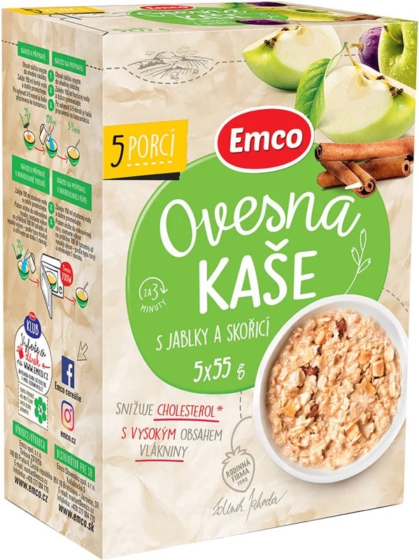 Emco Ovesná kaše s jablky a skořicí 5x55g