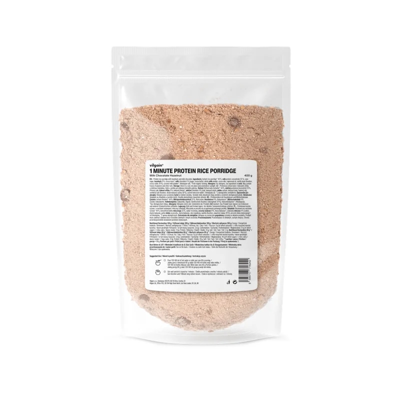 Vilgain Minutová proteinová rýžová kaše – mléčná čokoláda s lískovými ořechy
