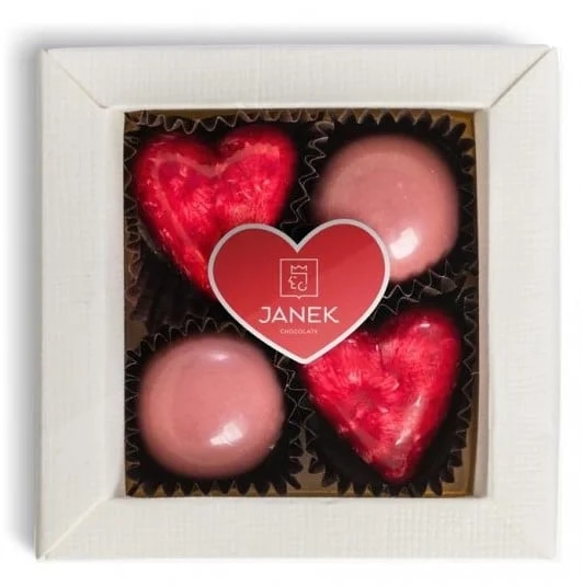 Čokoládovna Janek Pralinky Jankova krabička pro zamilované 4 ks