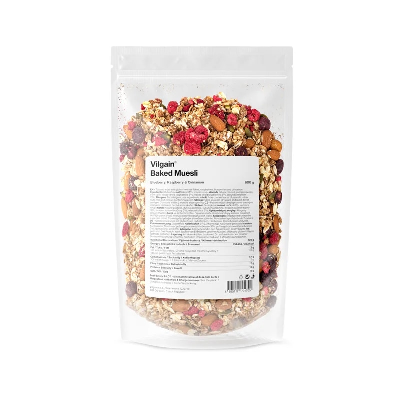 Vilgain Pečené müsli – borůvky, maliny & skořice