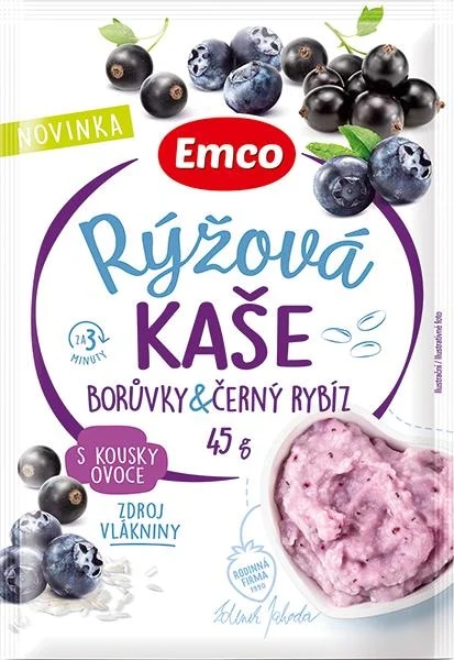 Emco Rýžová kaše s borůvkami a černým rybízem