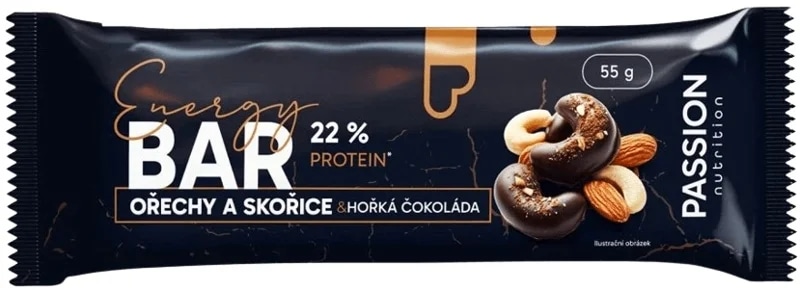 Passion Nutrition Protein Energy Bar - Ořechy, skořice/ hořká čokoláda