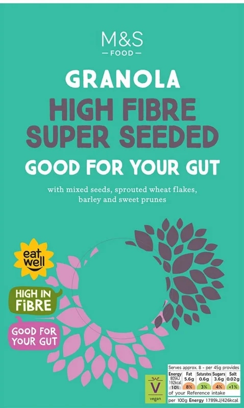 Marks & Spencer Ovesná granola s naklíčenou pšenicí, semínky, ječmenem a sušenými švestkami