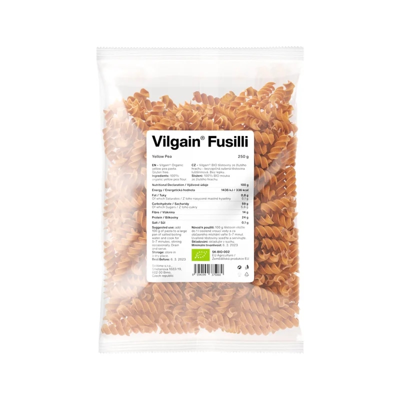 Vilgain Fusilli těstoviny BIO – hrachové