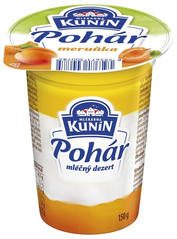 Mlékárna Kunín Pohár mléčný dezert s příchutí meruňka