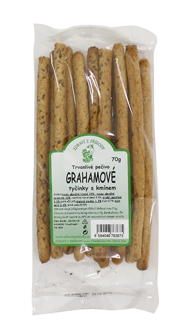 Zdraví z přírody Grahamové celozrnné tyčinky kmín
