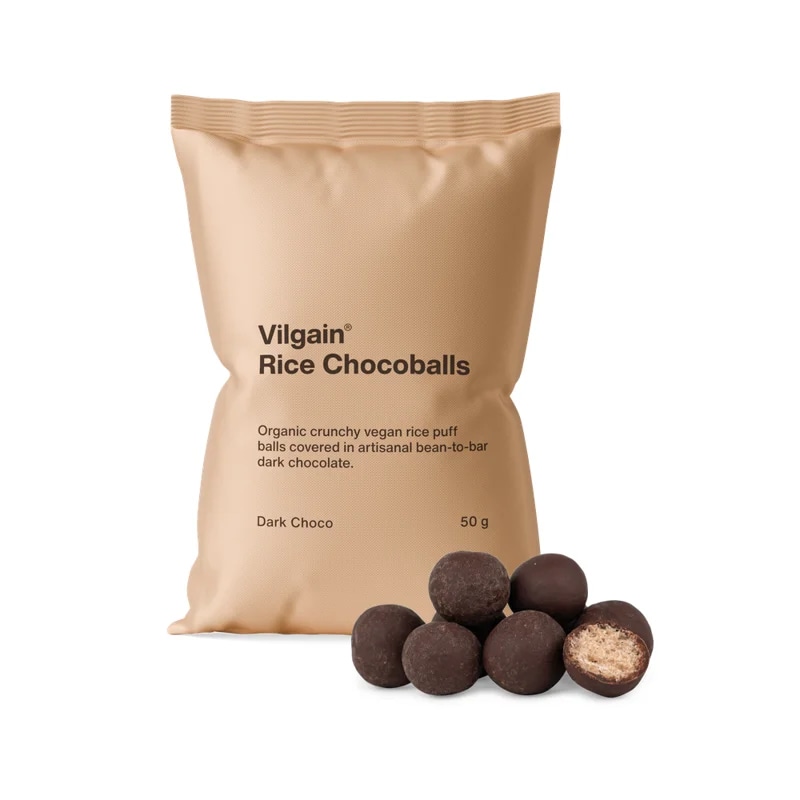 Vilgain Rice Chocoballs BIO – hořká čokoláda
