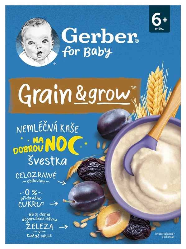 Gerber Nemléčná pšenično-ovesná kaše švestka