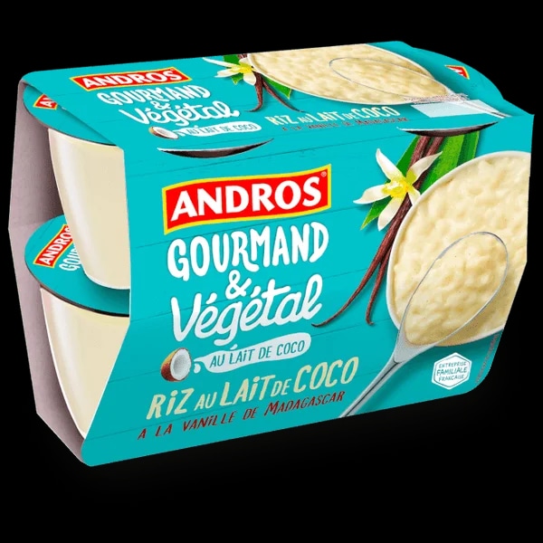 Andros Gourmand & Végétal Veganský rýžový dezert na základě kokosového nápoje 4x100g