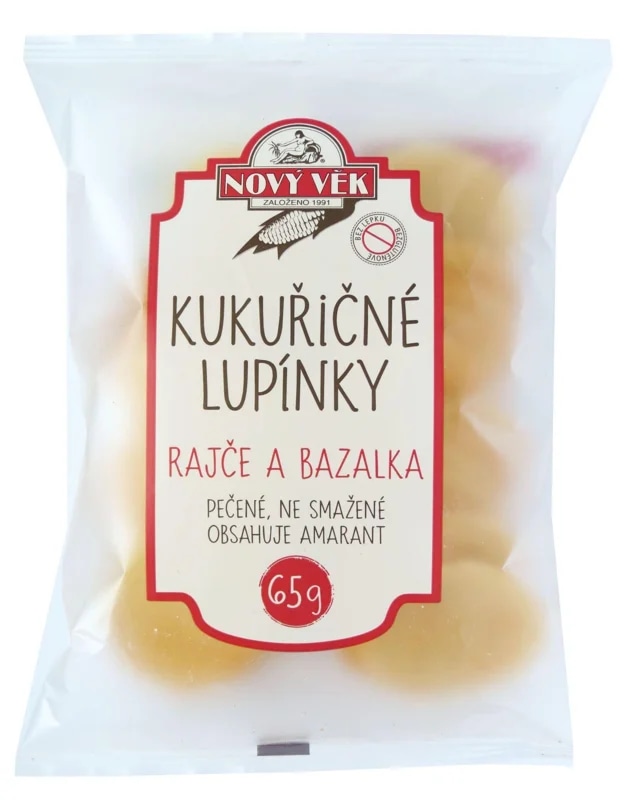 Nový věk Kukuřičné lupínky rajče a bazalka
