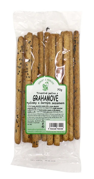 Zdraví z přírody Grahamové celozrnné tyčinky černý sezam